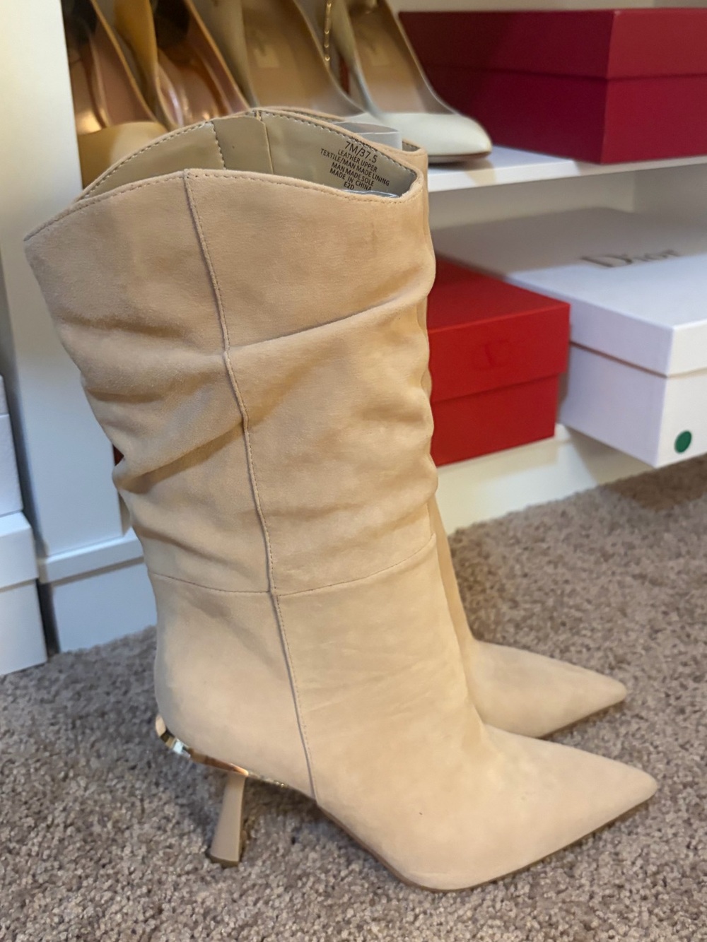 Vince Camuto Senimi Heeled Tan Suede Boots- New with Imperfections